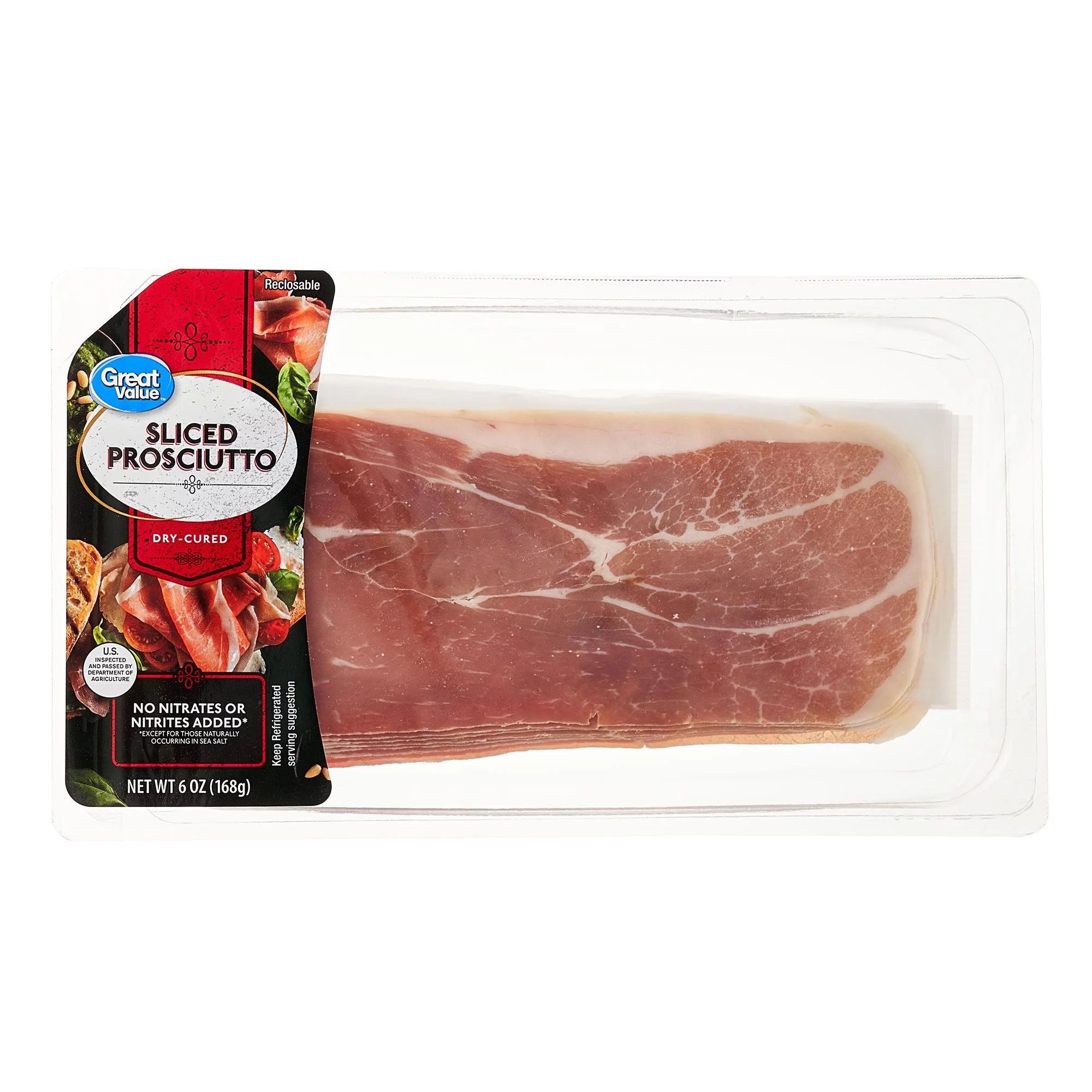Great Value , Dry-Cured Pork,  Sliced Prosciutto, 6 oz Plastic Tray | Walmart (US)