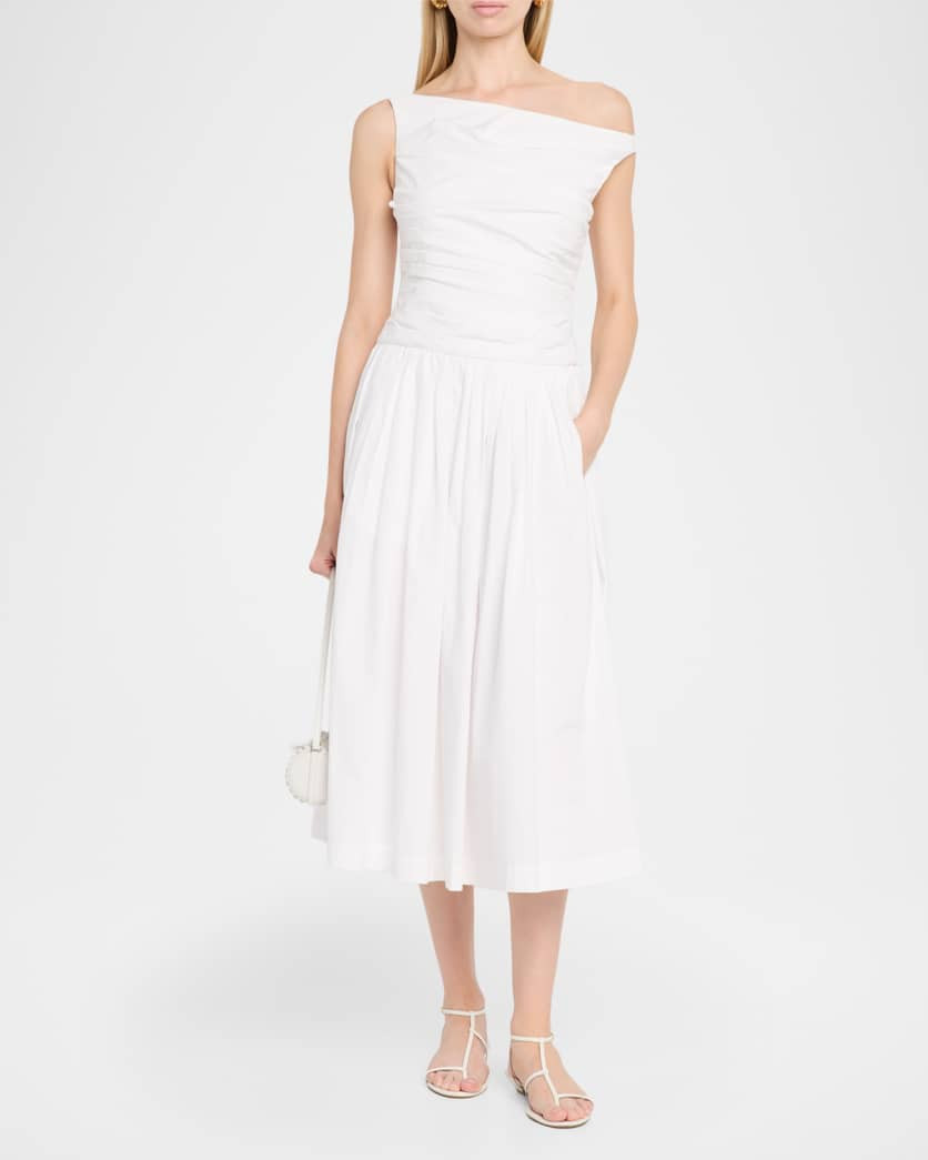 Zora A-Line Poplin Midi Dress | Neiman Marcus
