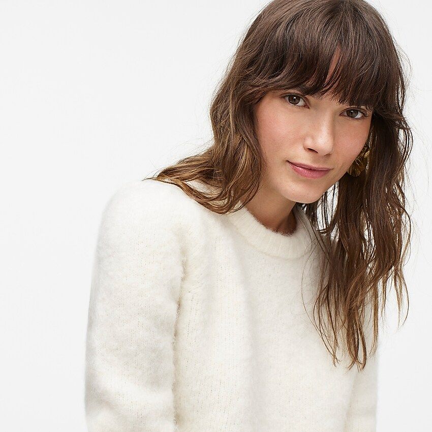 Puff-sleeve fuzzy crewneck sweater | J.Crew US