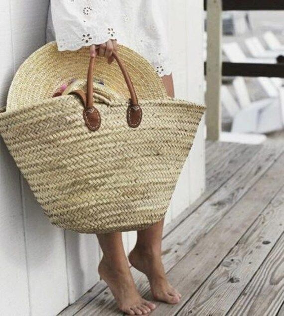 XL STRAW BAG Natural Basket with 2 sizes of Leather Handles | Etsy | Etsy (US)