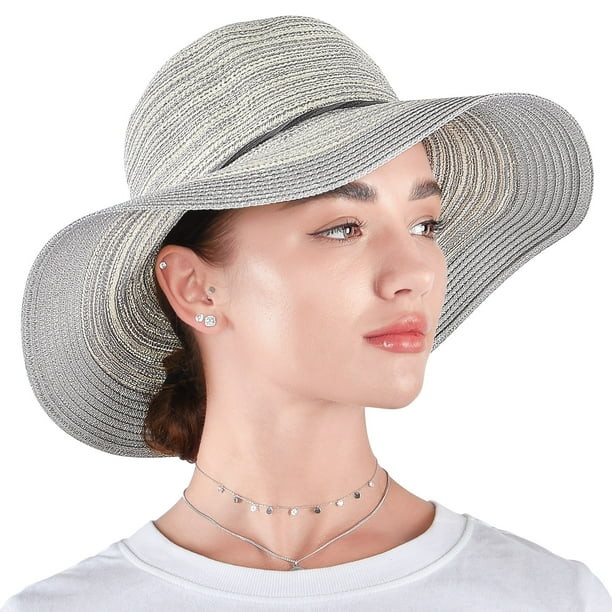 Vbiger Beach Hats for Women Sun Hats Straw Hat Wide Brim UPF 50 Summer Travel Hat Foldable Packab... | Walmart (US)
