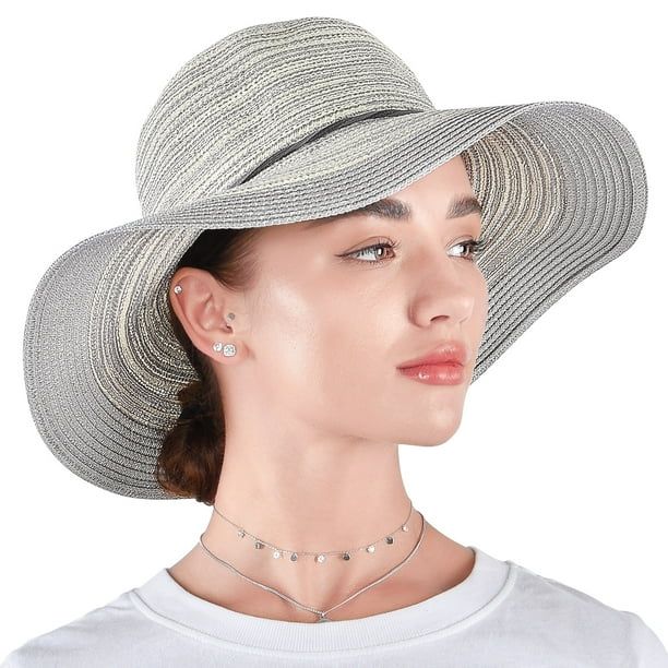 Vbiger Beach Hats for Women Sun Hats Straw Hat Wide Brim UPF 50 Summer Travel Hat Foldable Packab... | Walmart (US)