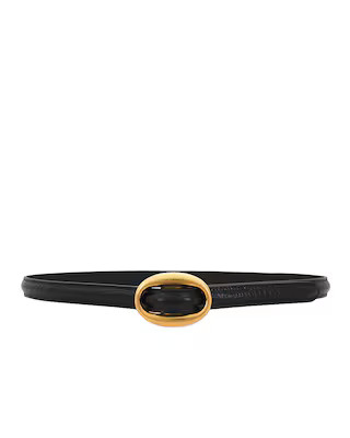 Saint Laurent Rounded Oval Belt in Nero | FWRD | FWRD 