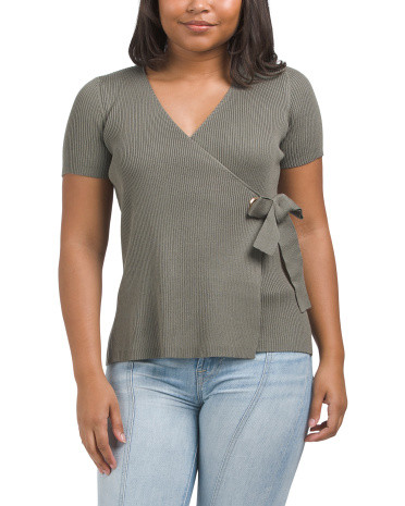 Short Sleeve Wrap Sweater for Women | Polyester/Rayon | Marshalls