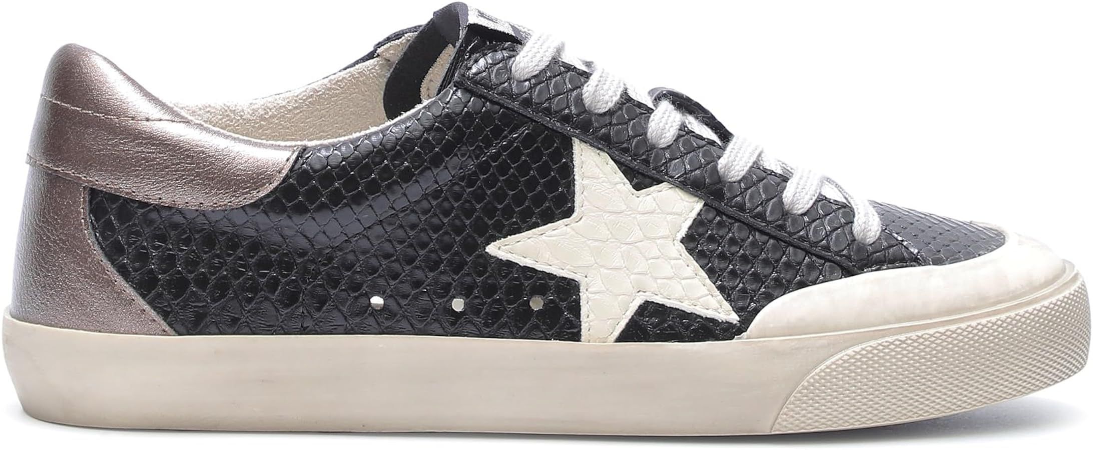 Mi.iM Sadie Rubber Sole Lace-up Leather Star Sneakers | Amazon (US)