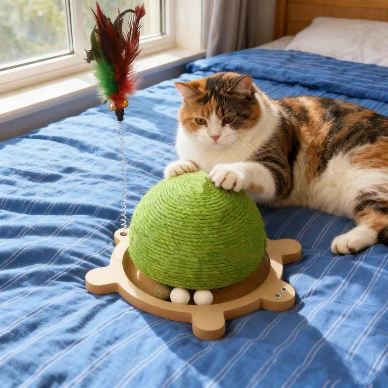 Turtle Shaped Cat Scratching Board With Sisal Scratch Post And Hanging Toy For Claw Care And Play | Walmart (US)