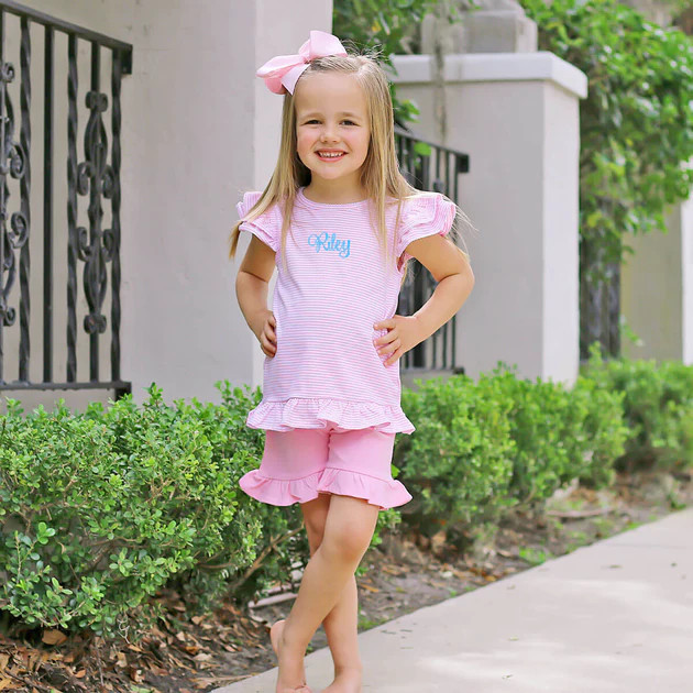 Pink Stripe Milly Short Set | Classic Whimsy