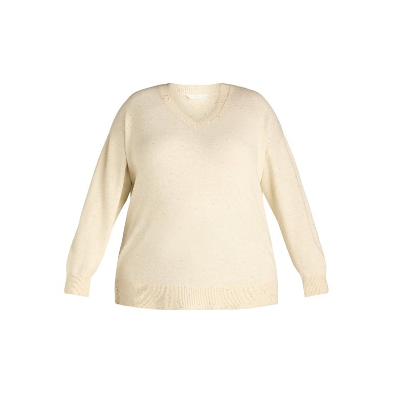 Time and Tru Women's and Women's Plus Sequin V-Neck Sweater, Sizes XS-4X | Walmart (US)