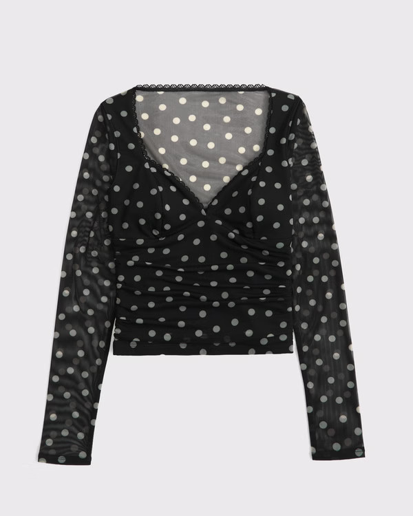 Women's A&F Zoe Bra-Free Long-Sleeve Mesh Top | Women's Tops | Abercrombie.com | Abercrombie & Fitch (US)