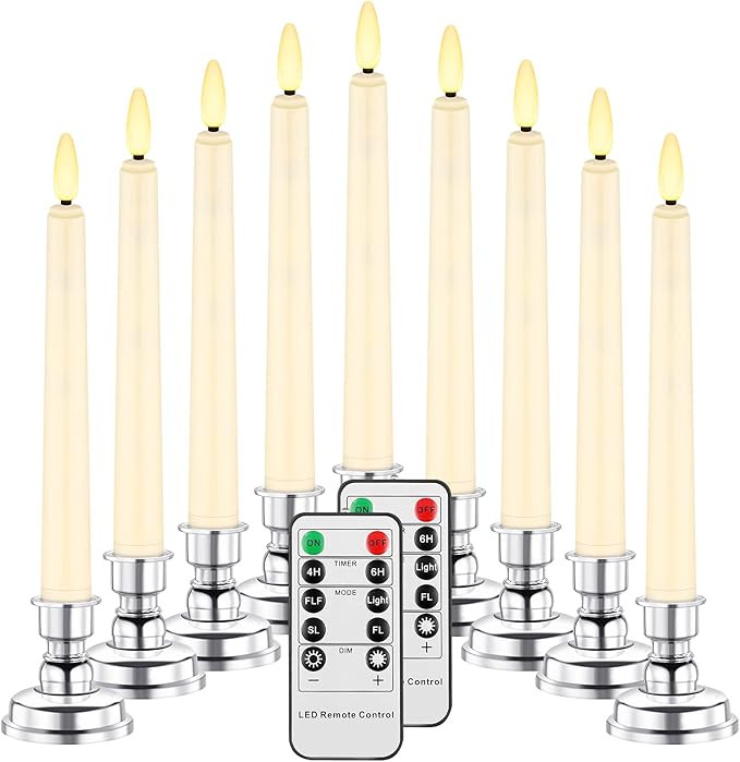 Daord LED Christmas Window Candle with 2 Remotes Battery Operated Flameless Taper Candles Warm Li... | Amazon (US)