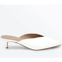 White V Front Kitten Heel Pointed Mules New Look | New Look (UK)