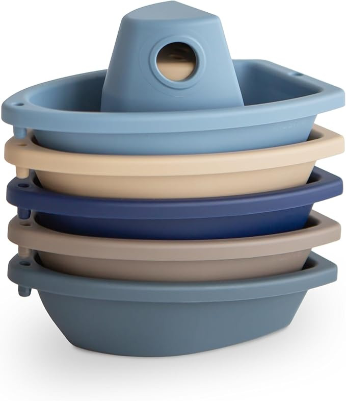 mushie Stackable Bath Boats Toy (Ocean) | Floating Bathtub Toys for Baby & Toddler, Set of 5 | Ma... | Amazon (US)