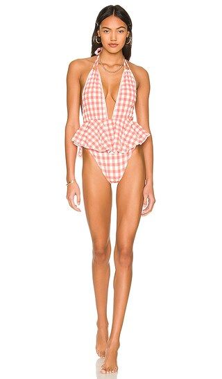 Pampas One Piece in Shrimp Gingham | Revolve Clothing (Global)