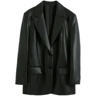 Single Breasted Faux Leather Blazer | YesStyle Global