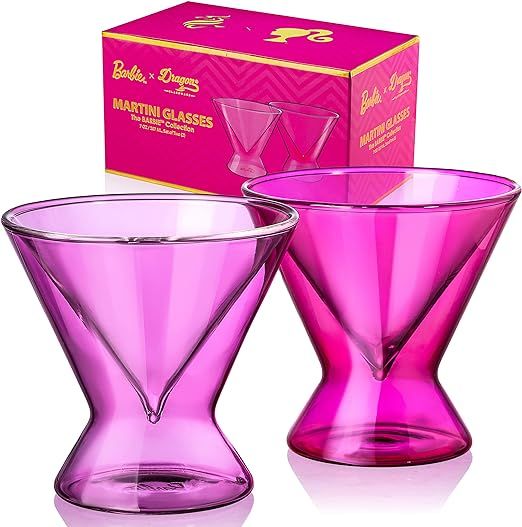 Dragon Glassware x Barbie Martini Glasses, Stemless Pink and Magenta Double Wall Insulated Cockta... | Amazon (US)
