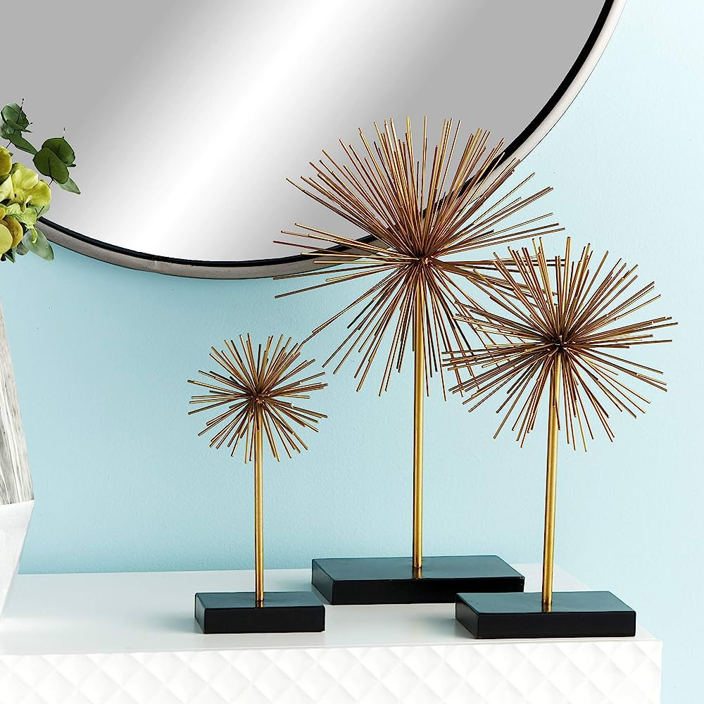 CosmoLiving by Cosmopolitan Metal Starburst Sculpture, Set of 3 11", 15", 20"H, Gold | Amazon (US)
