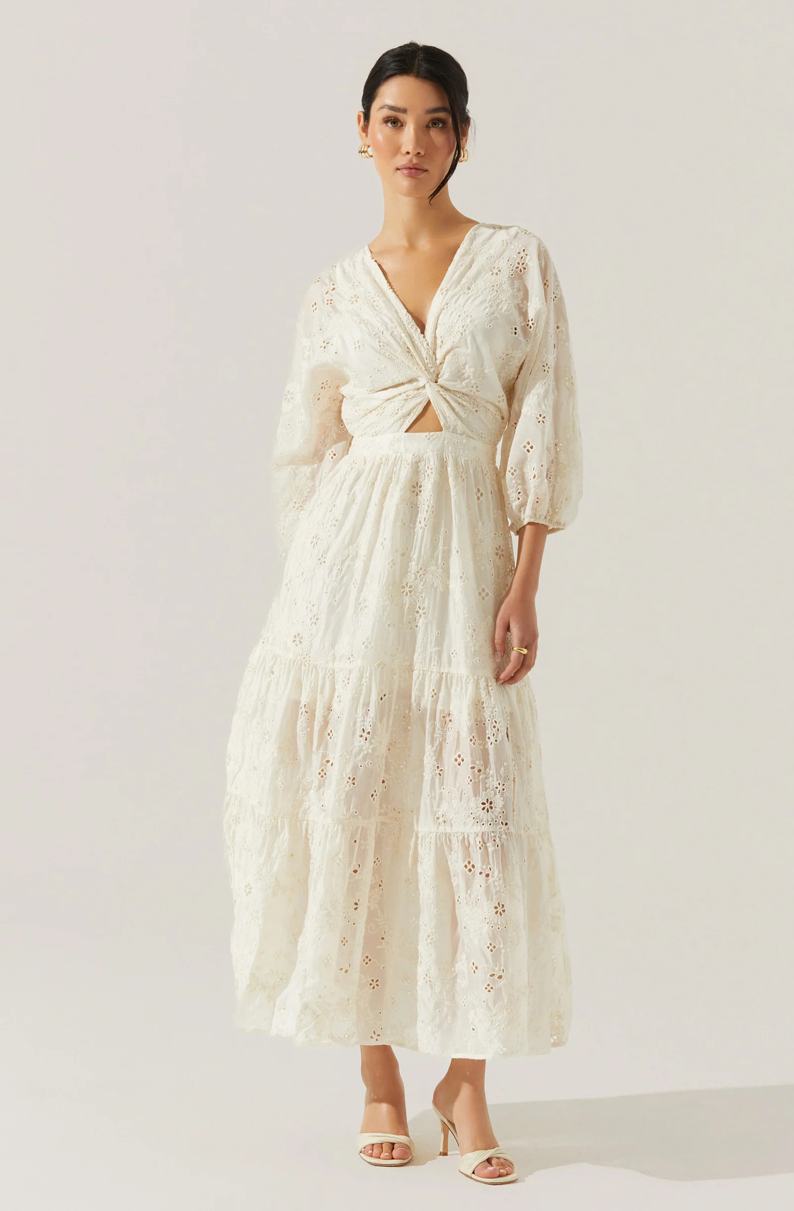 Jesalyn Floral Eyelet Maxi Dress - Cream / XS | ASTR The Label (US)