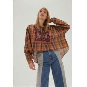 NWT Urban Outfitters Kimchi Blue Plaid Embroidery Popover | Poshmark
