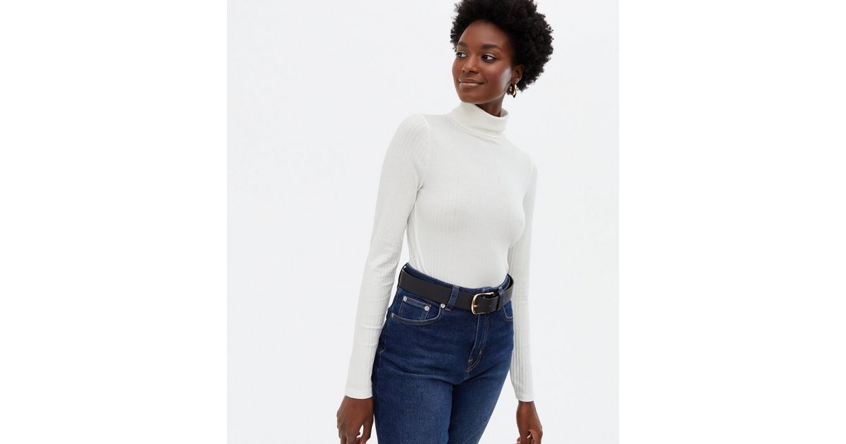 Off White Ribbed Roll Neck Long Sleeve Top
						
						Add to Saved Items
						Remove from Save... | New Look (UK)