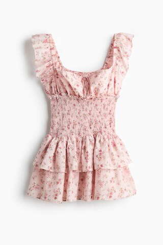 H & M - Smocked-Waist Dress - Light Pink/Floral | H&M (US + CA)