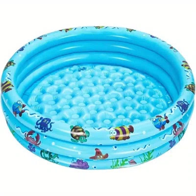 Inflatable Baby Kiddie Pool 3-Ring Round Swimming Pool With Ocean Theme - Blue With Sea Creatures & Coral Reefs, 35 Inch Portable Toddler Fun Water Pl | Wayfair North America
