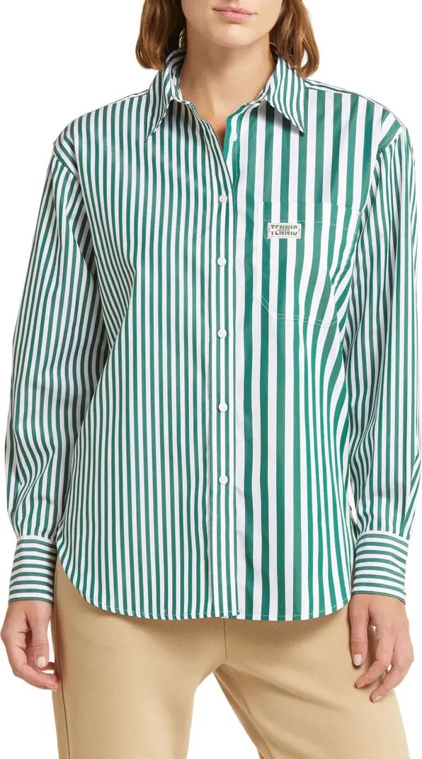 x BANDIER Mix Stripe Cotton Button-Up Shirt | Nordstrom