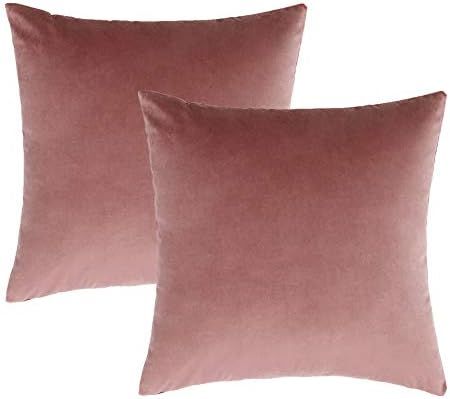 Jam Velvet Throw Pillow Covers Decorative Cozy Cushion Cases Soft Solid Square Home Decor Mid Centur | Amazon (US)
