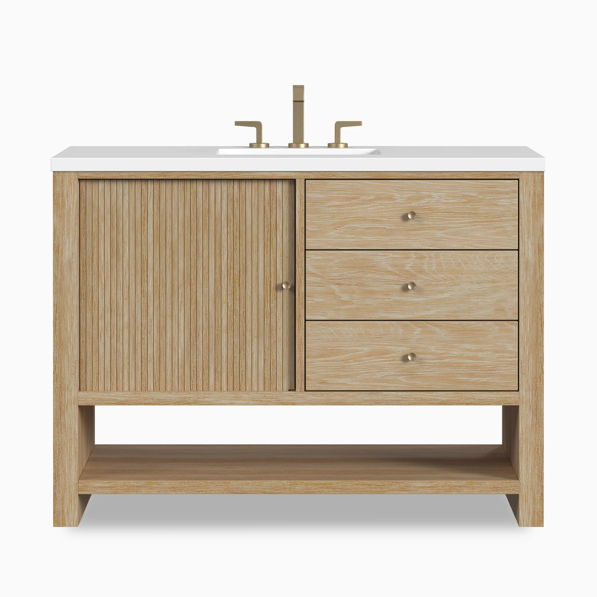 Holly 48" Single Vanity in Sunwashed Oak with 3 cm White Zeus Quartz Top | Edward Martin