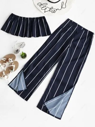 Striped Strapless Two Piece Suit | ZAFUL (Global)