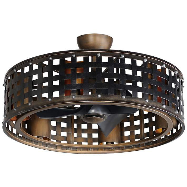 33" Maxim Portcullis Bronze Gilt LED Smart Fandelier with Remote - #5816F | Lamps Plus | Lamps Plus