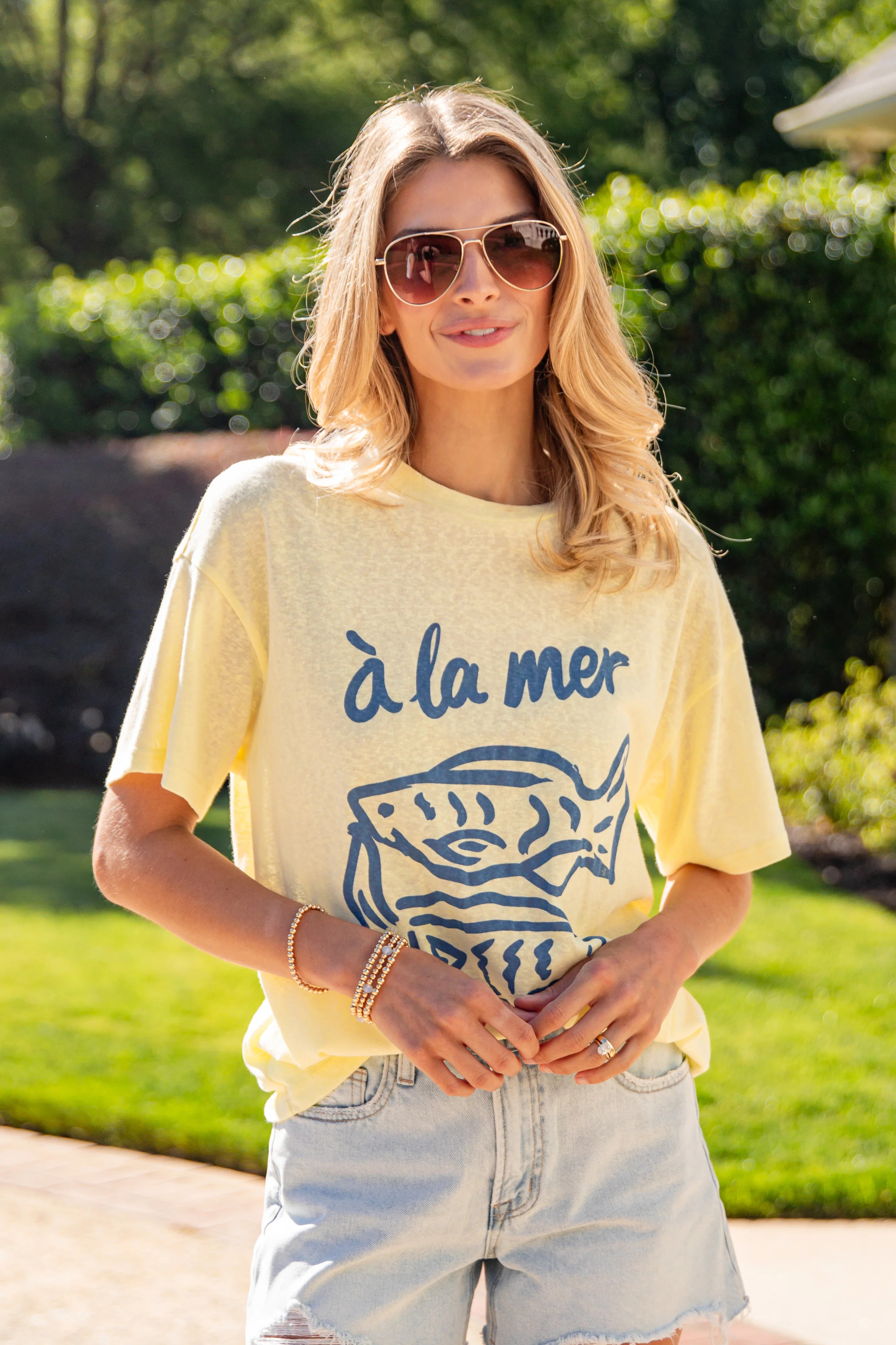 \u00c0 La Mer Yellow Graphic Tee | Trendy Women's Tops | ShopDressUp | Dress Up