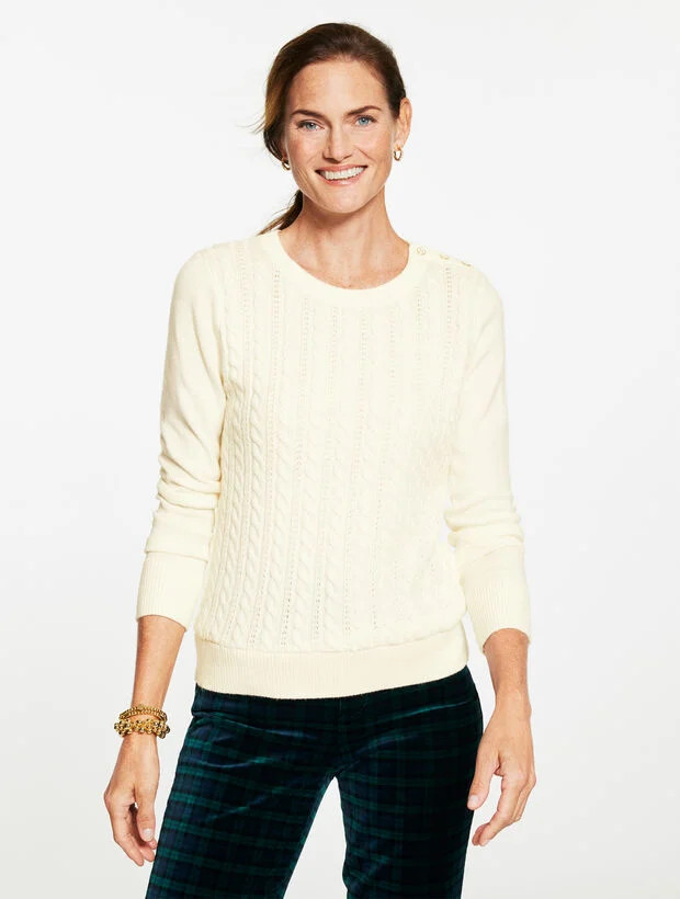 Cable Knit Crewneck Sweater - Colors | Talbots