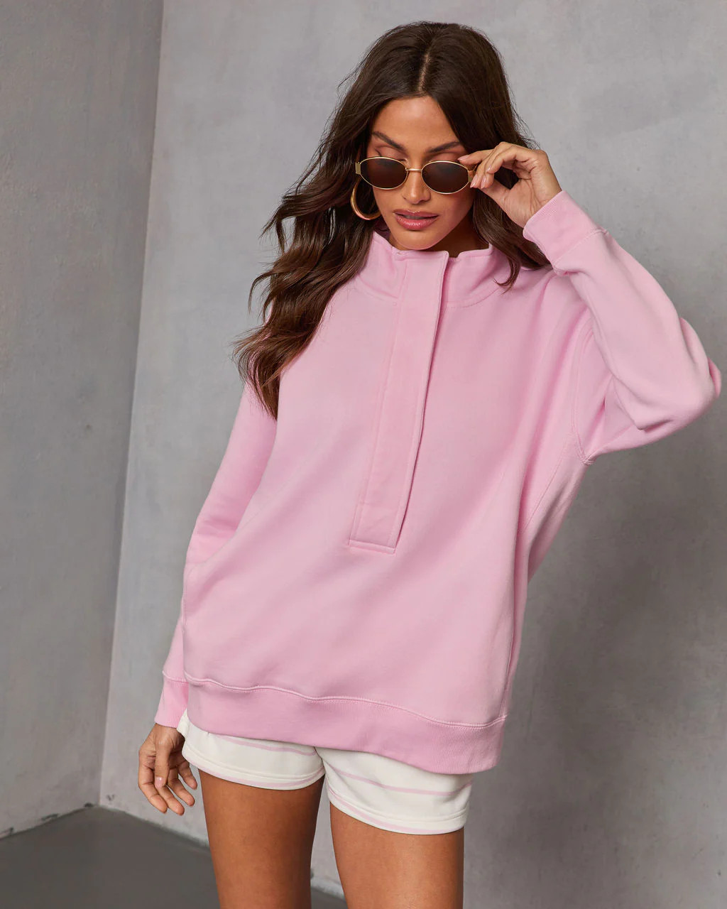 Cloud Kiss Partial Button Sweatshirt | VICI