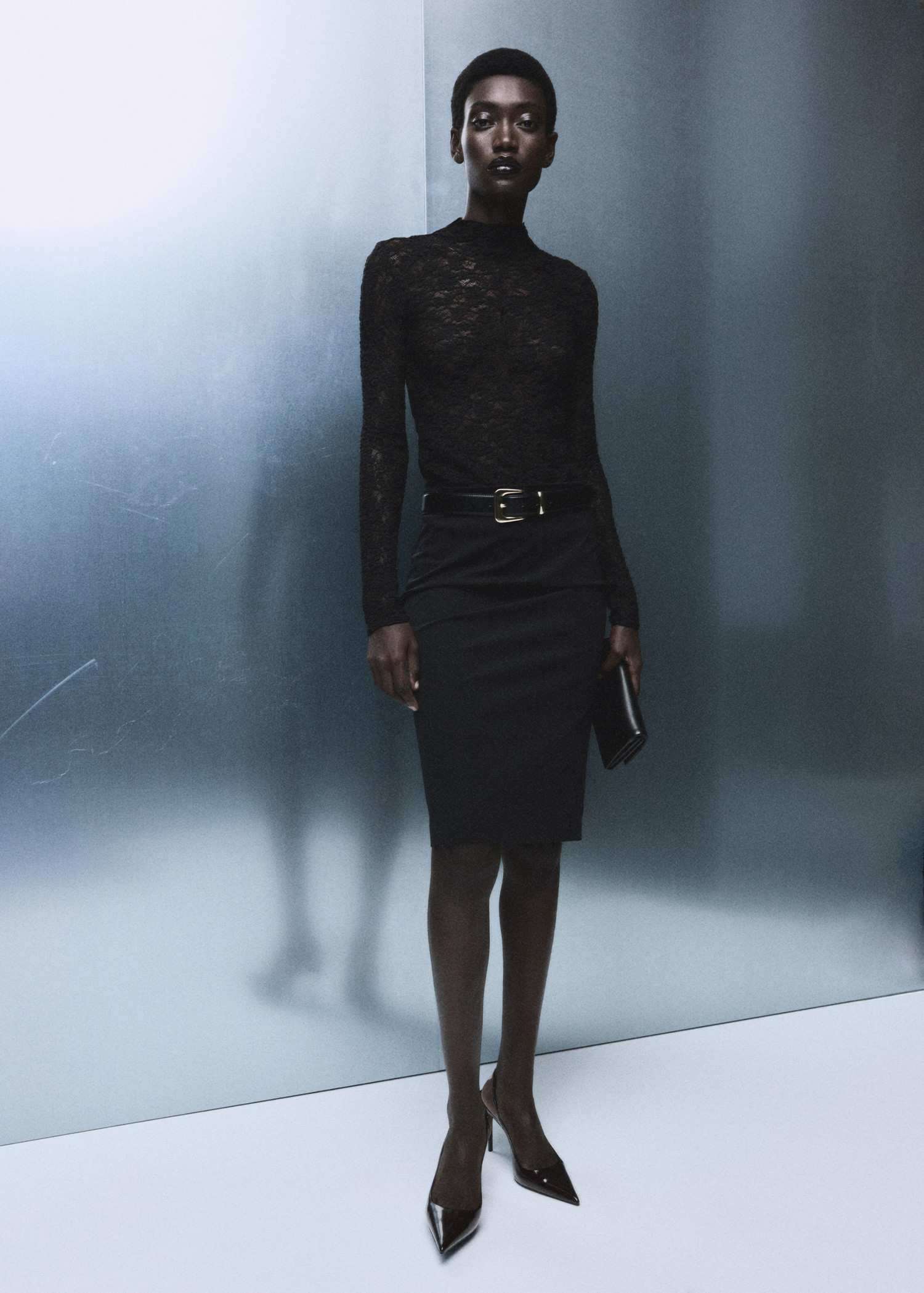 Lace top with perkins collar | Mango (US/MX/AU)