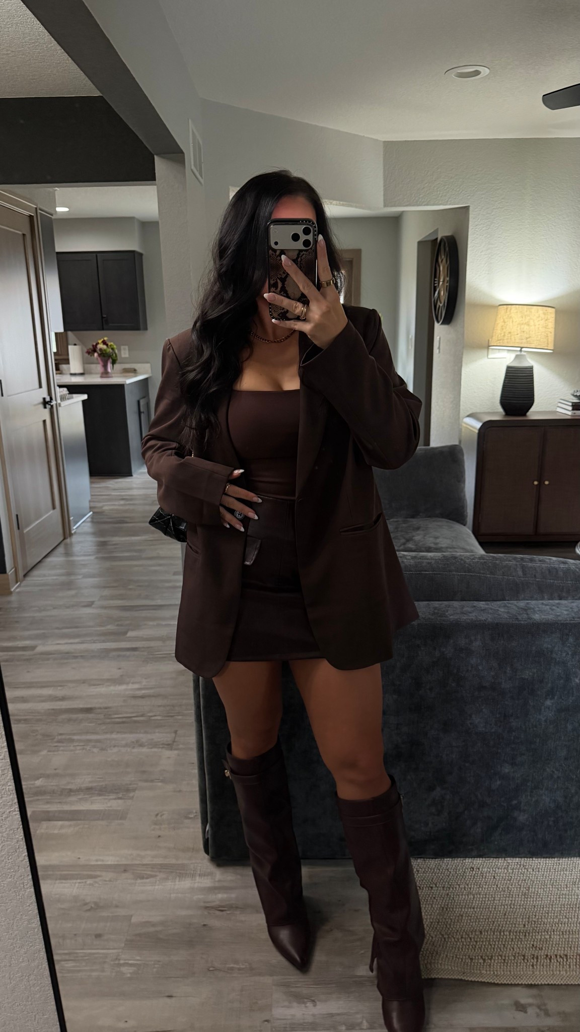 Monochromatic business casual outfit, oversized Amazon blazer, brown blazer, brown tones, burgundy tones, Amazon tank top, leather mini skirt, blazer outfit idea

#LTKWorkwear #LTKgrwm #LTKootd