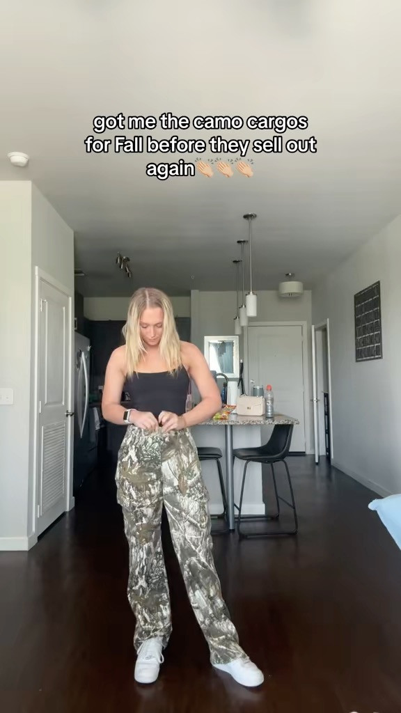 A wardrobe must-have: denim CAMO PANTS!!👀 Here’s how I styled mine — if I'm lazy, I throw on a athletic jumpsuit and add the pants; if I'm wanting to feel dressed up, I'll add a little cami top or tank! All recs linked below 🧸 

 #LTKNYFW #LTKSeasonal #LTKStyleTip