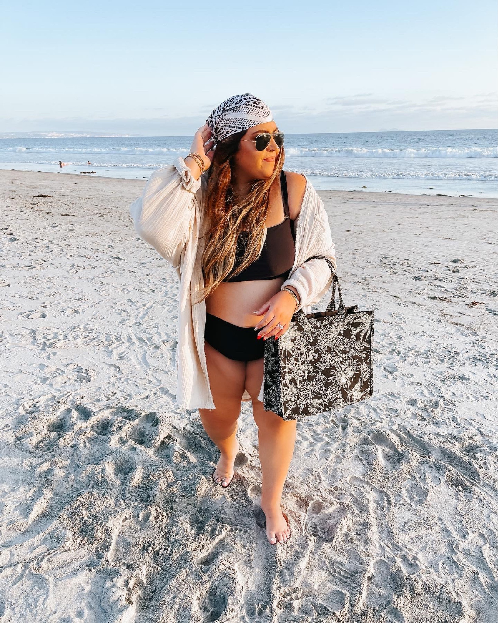 vacay style // vacation style // beach style // beach outfit // black swimsuit // head scarf // swim cover up

#LTKunder100 #LTKSeasonal #LTKstyletip