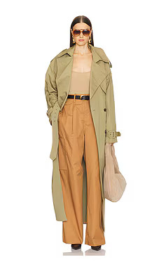 Helsa Classic Oversized Trench in Olive from Revolve.com | Revolve Clothing (Global)