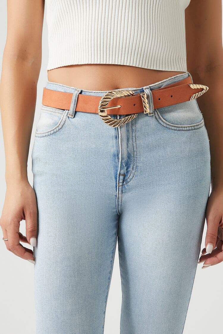 Faux Leather Twisted-Buckle Belt | Forever 21 (US)