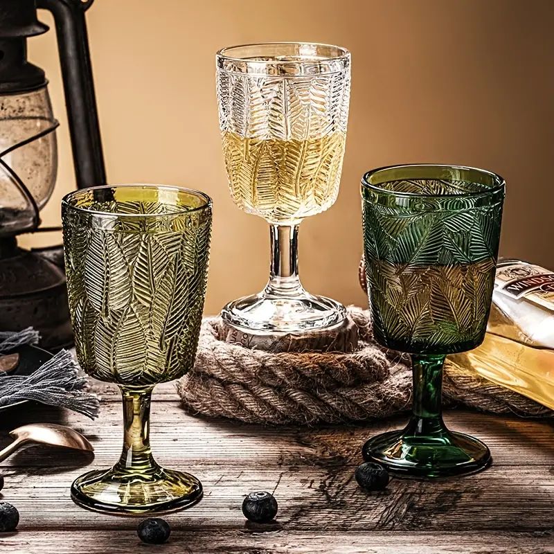 1pc, Vintage Embossed Wine Glass, Leaf Pattern Wine Cup, Elegant Drinking Cups, For Bar, Pub, Clu... | Temu Affiliate Program