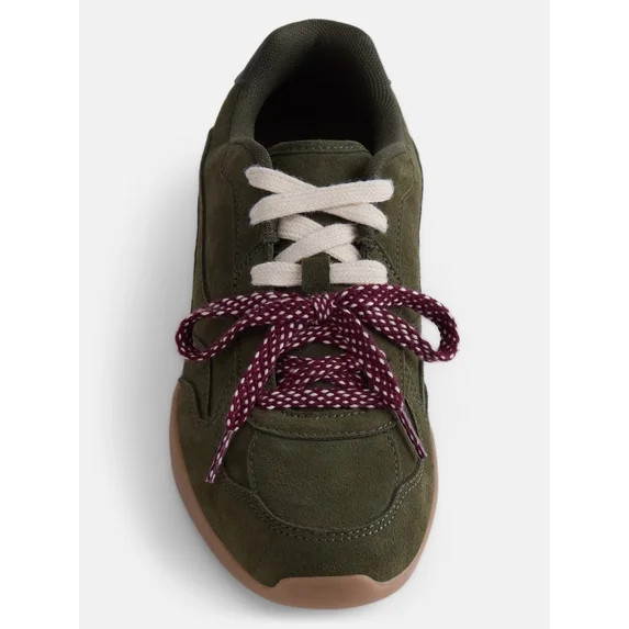 No Boundaries Women's Faux Suede Double Lace Sneakers | Walmart (US)