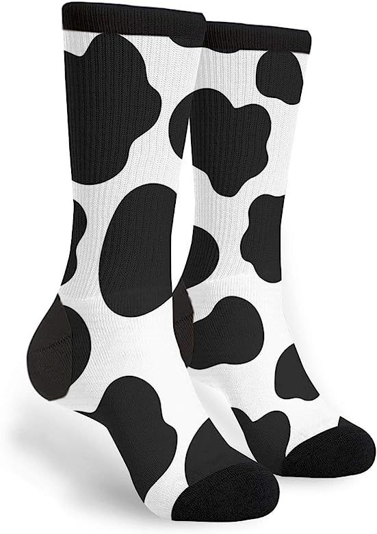 Unisex Fun Novelty Crazy Crew Socks Cows Print Dress Socks | Amazon (US)