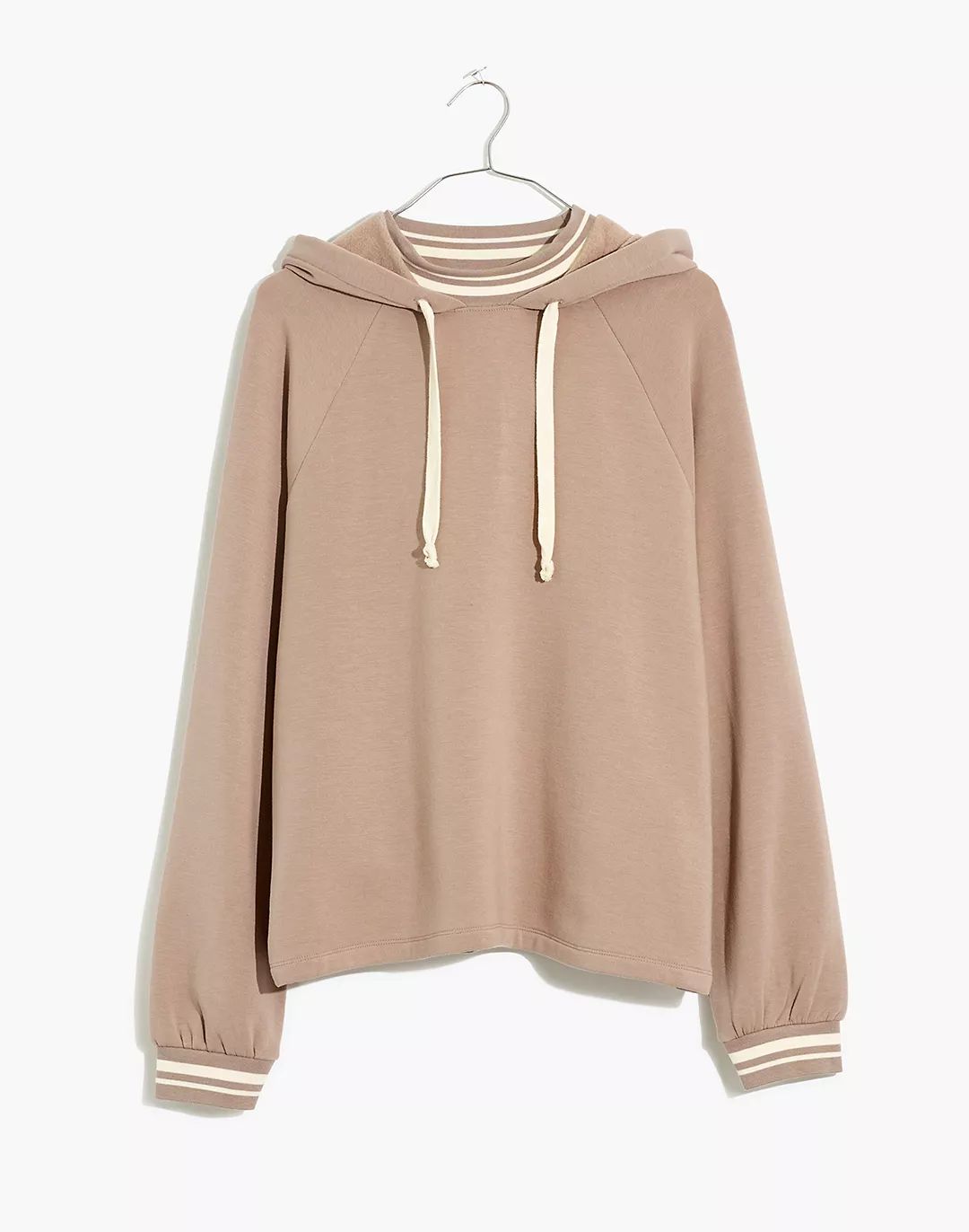 MWL Superbrushed Easygoing Hoodie Sweatshirt: Striped-Trim Edition | Madewell