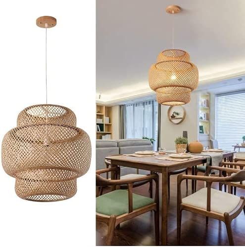 DANGGEOI Hand-Woven Bamboo Pendant Light, Rattan Handwoven Pendant Lamp, Natural Chandeliers Dome... | Amazon (US)