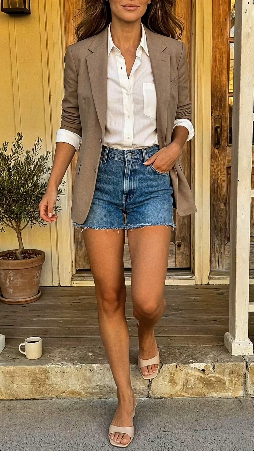 Nobody tells you the blazer is the best seasonal transition piece, especially from Summer to Fall. Oversized, sleeves pushed up - over denim shorts and a white button down stops reading “casual” and starts reading “she has somewhere to be” 

Wearing this until it’s genuinely too cold, which where I live, is November.

Everything’s linked in LTK 🤎

#amazonfashion #blazeroutfit #summertofall #affordablefashion #outfitinspo

#LTKootd #LTKOver40 #LTKSeasonal
