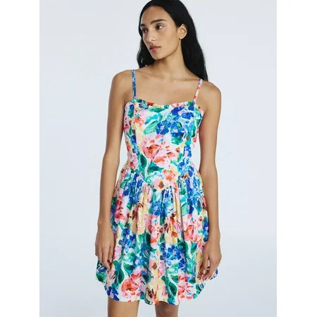 Free Assembly Women's Cotton Corset Mini Dress, Sizes XS-XXL | Walmart (US)