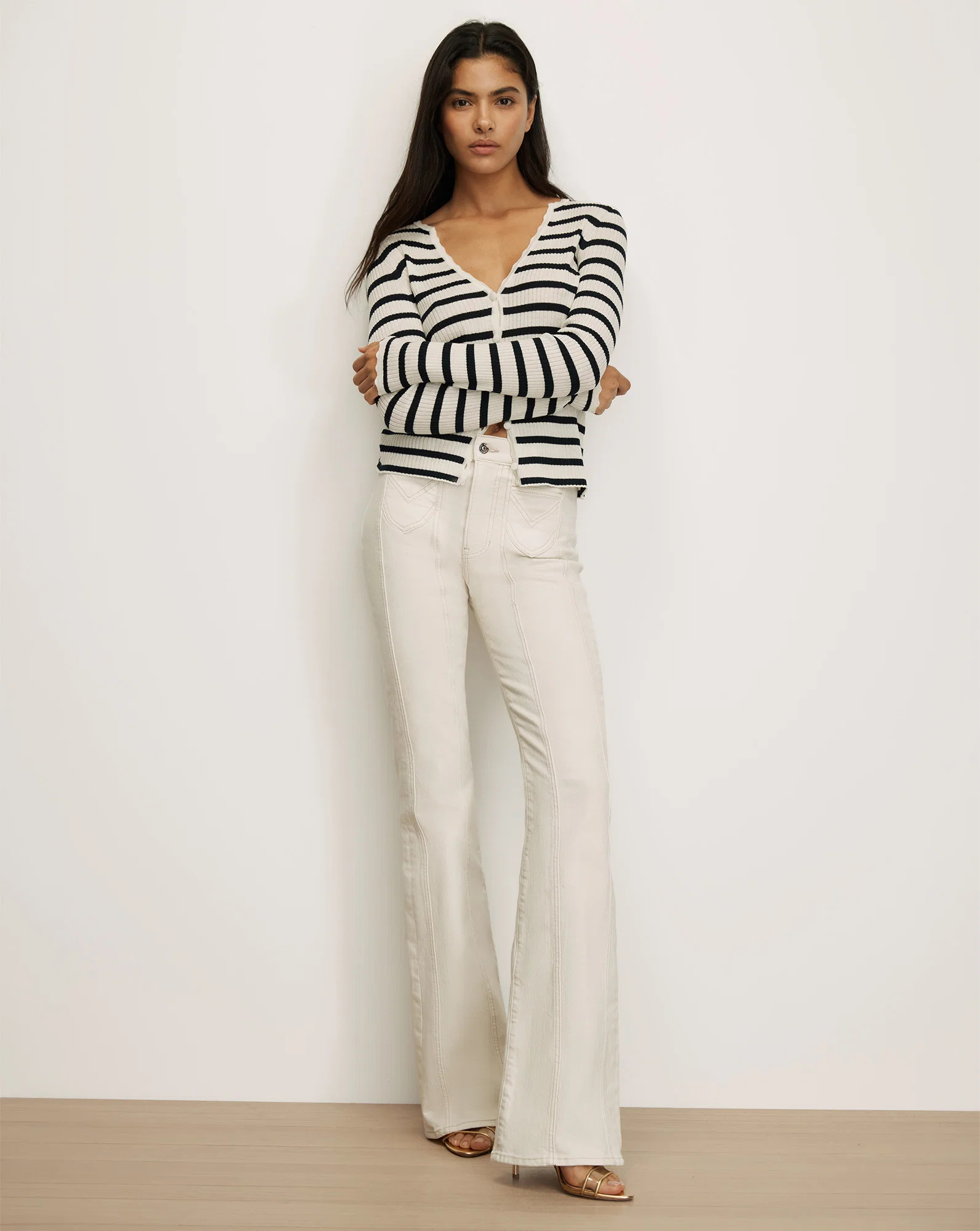 Beverly Skinny-Flare Jeans with Ecru | Veronica Beard | Veronica Beard