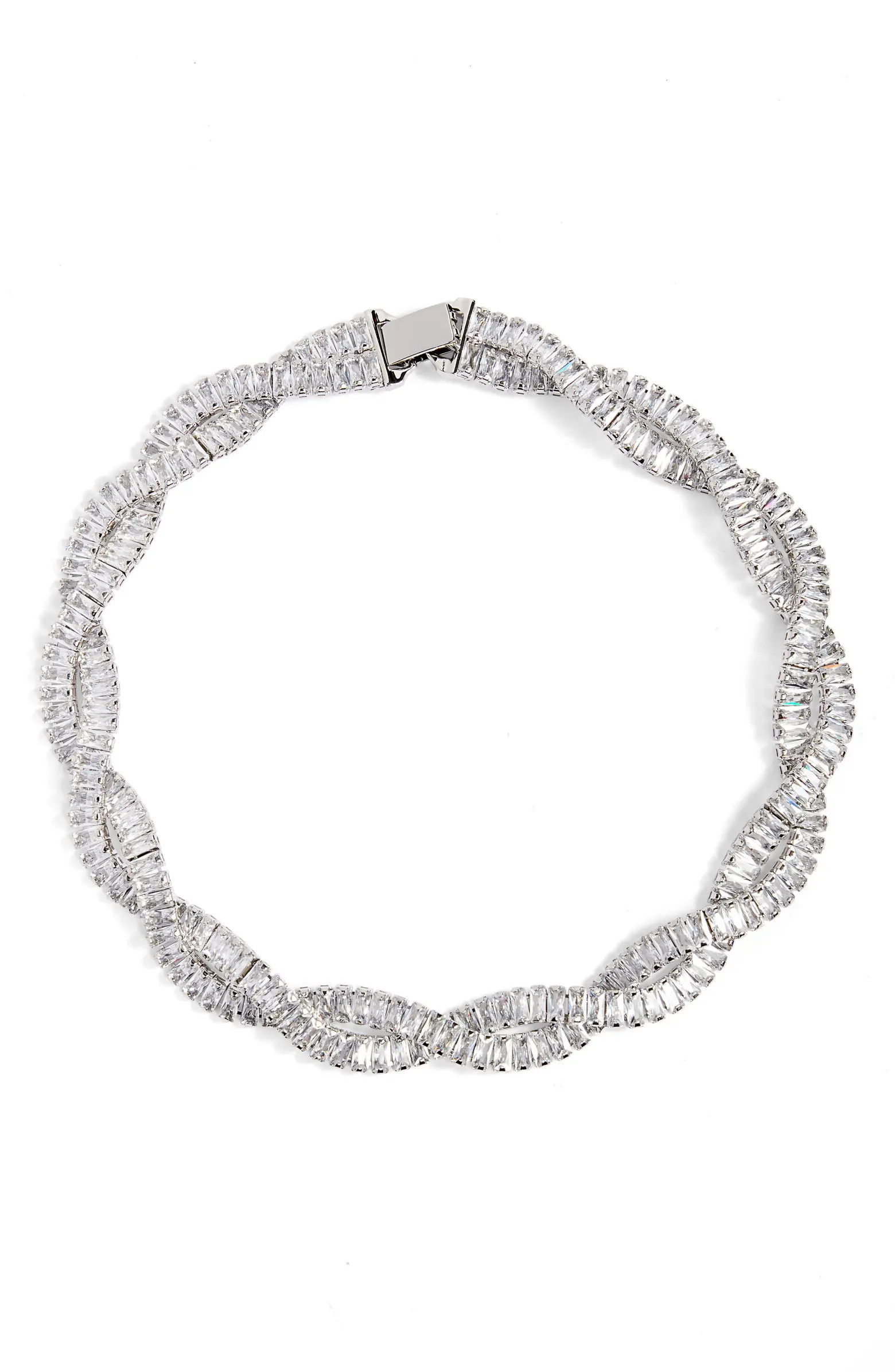 Baguette Cubic Zirconia Twisted Collar Necklace | Nordstrom