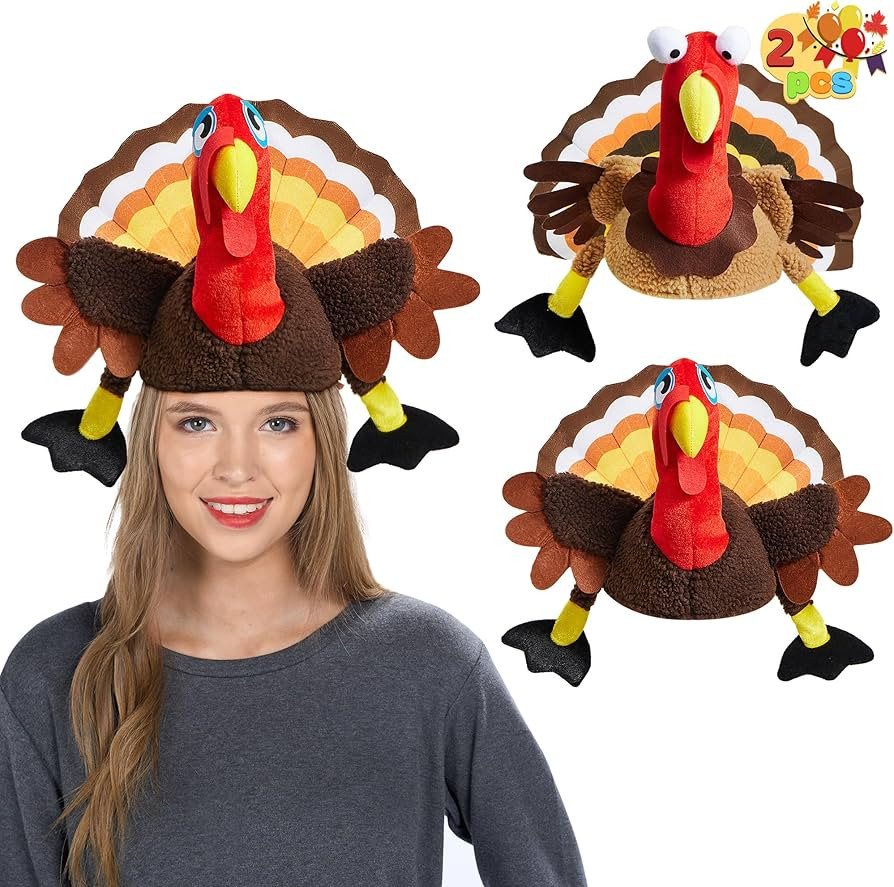 Spooktacular Creations 2 PCS Thanksgiving Turkey Hats Silly Turkey Cap for Thanksgiving Night Eve... | Amazon (US)