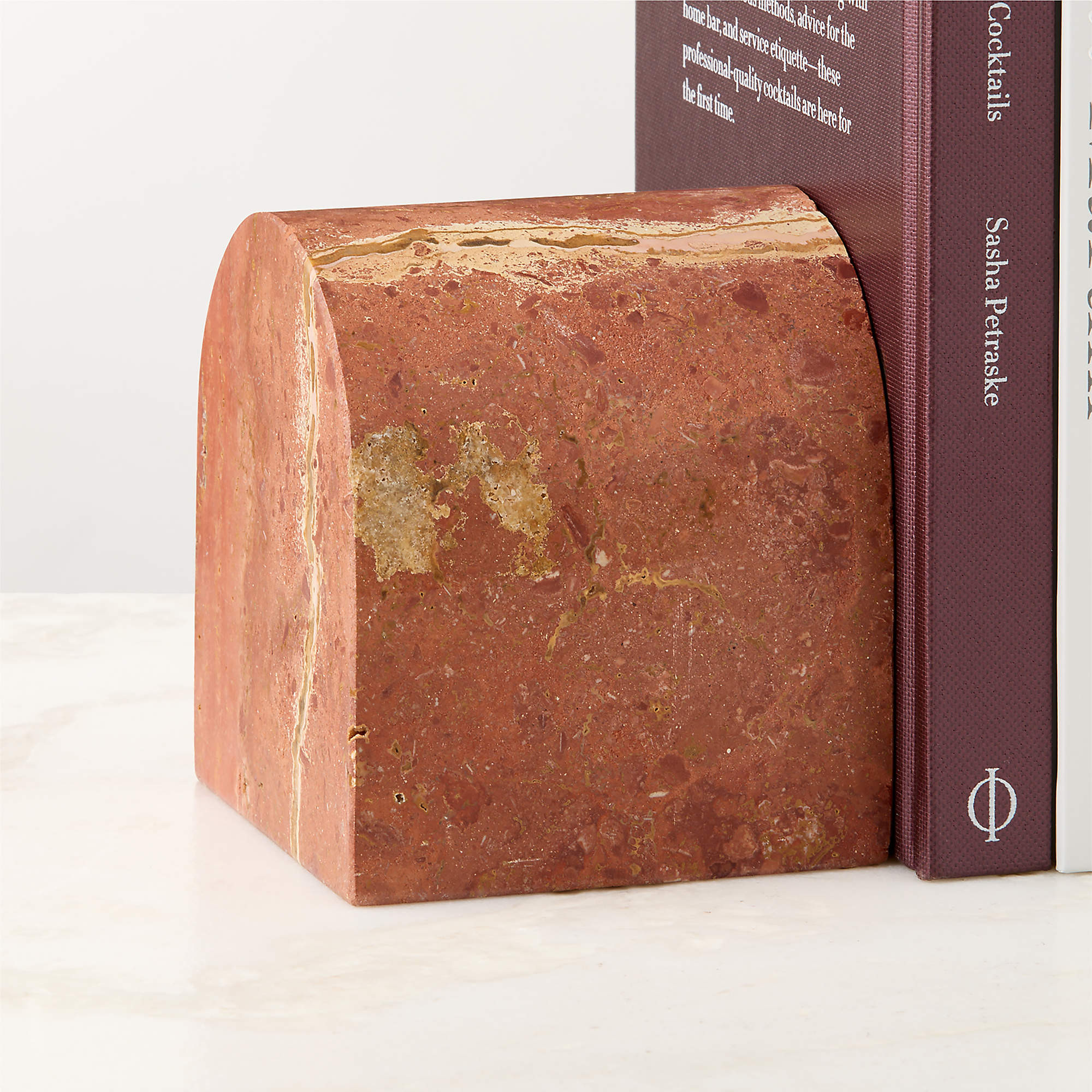 Modern Red Travertine Arched Bookend + Reviews | CB2 | CB2
